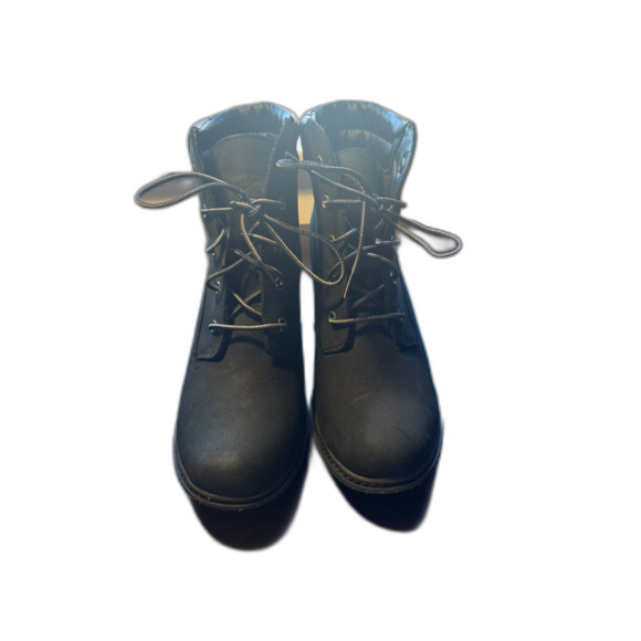 Timberland Women's Amston Wedge Booties Leather Suede Sz 9 Black Bikercore, Goth - Picture 9 of 9